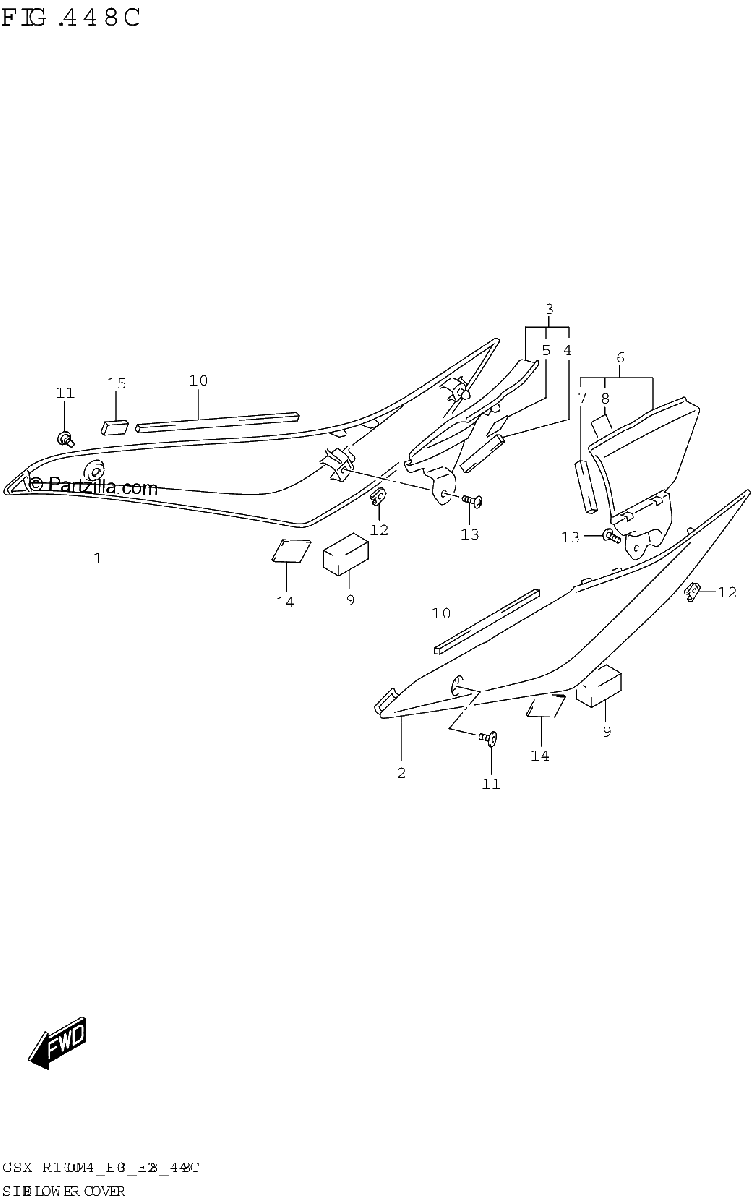 Diagrama de SIDE LOWER COVER GSX R1000RZA