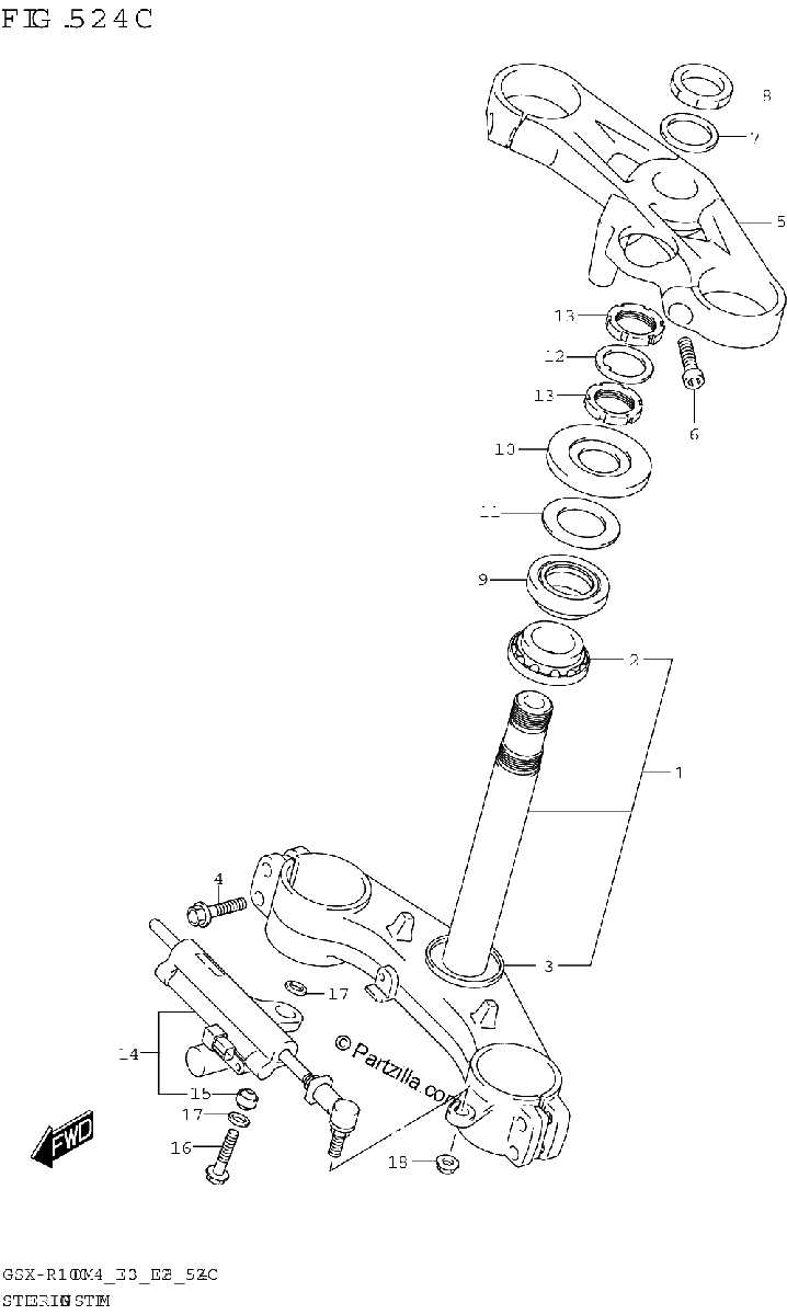 Diagrama de STEERING STEM GSX R1000RZA