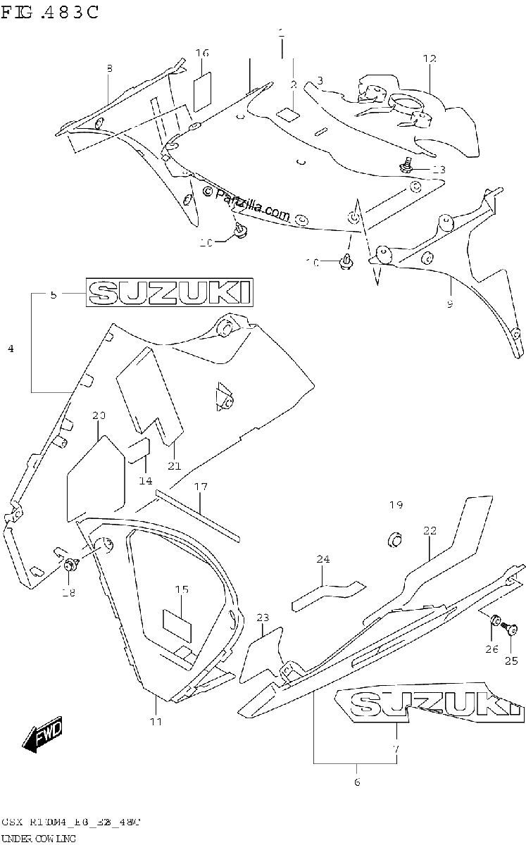 Diagrama de UNDER COWLING GSX R1000RZA