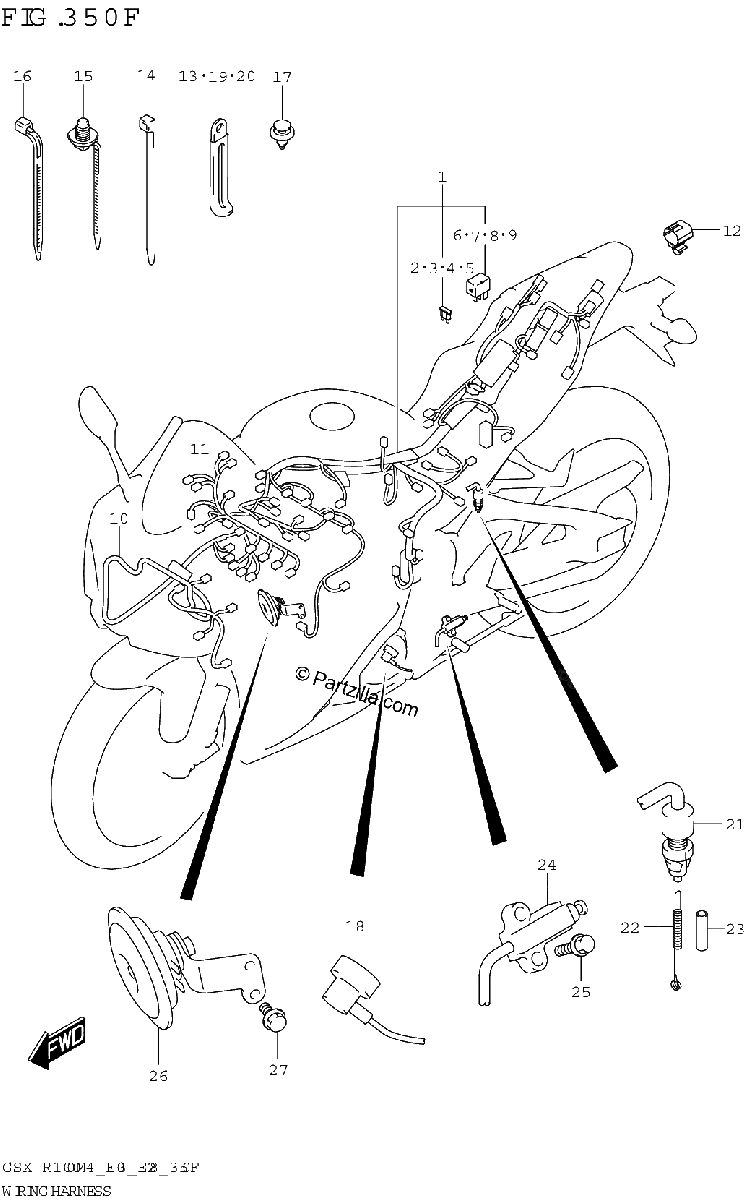 Diagrama de WIRING HARNESS GSX R1000RA GSX R1000RZA E33