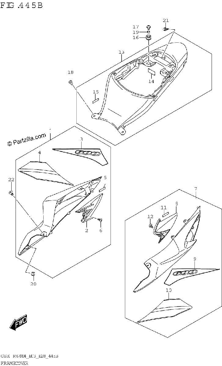 Diagrama de FRAME COVER GSX R600Z