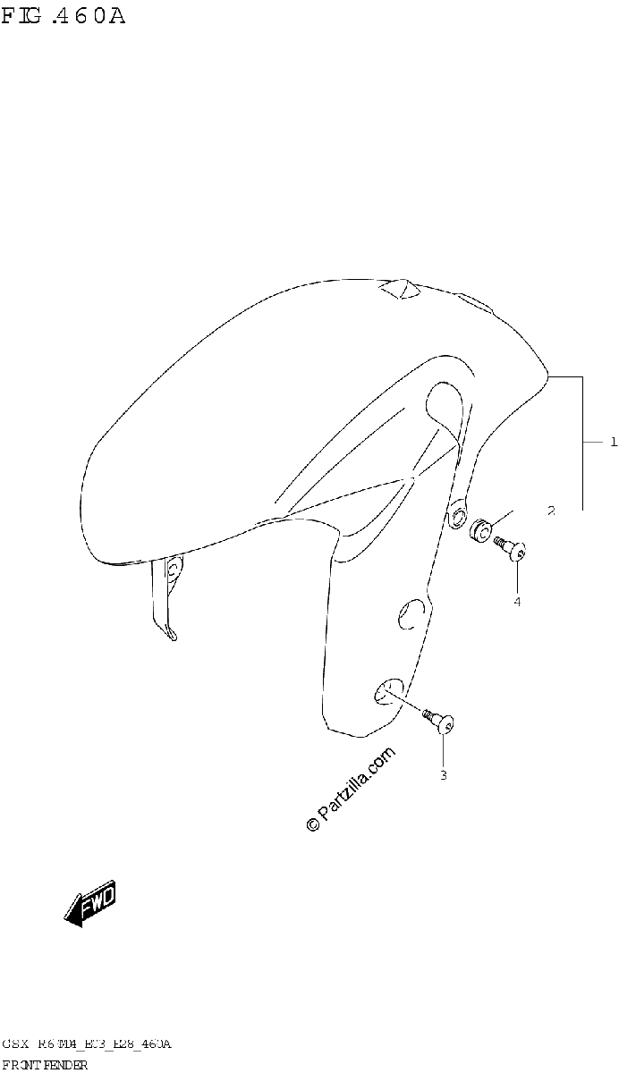 Diagrama de FRONT FENDER GSX R600