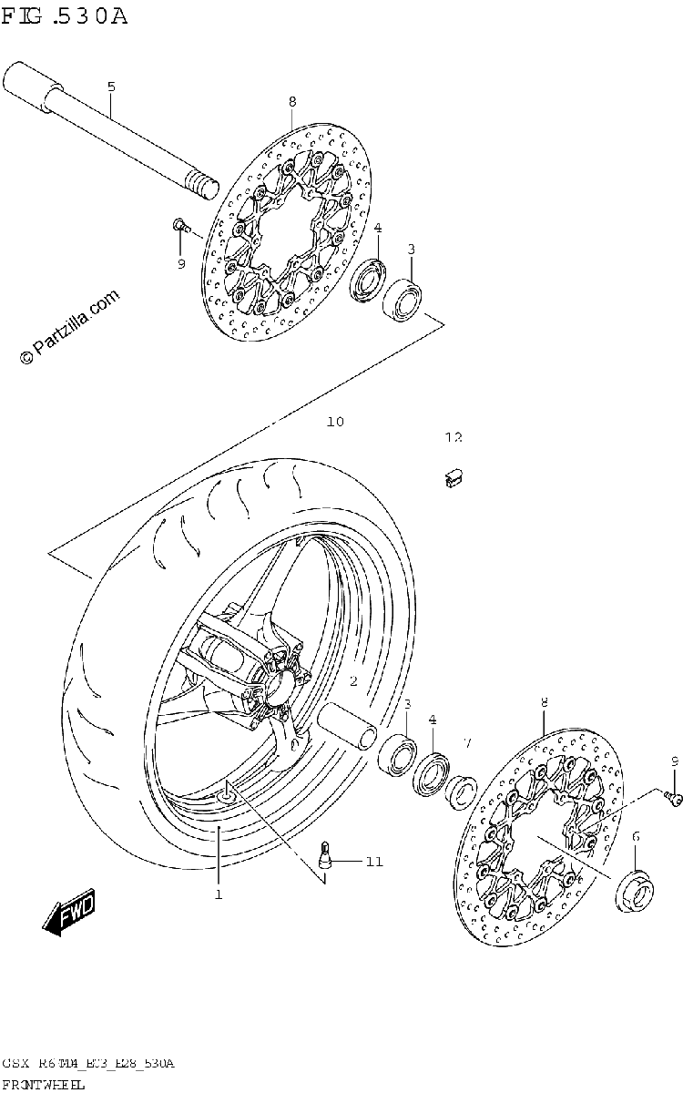 Diagrama de FRONT WHEEL GSX R600Z