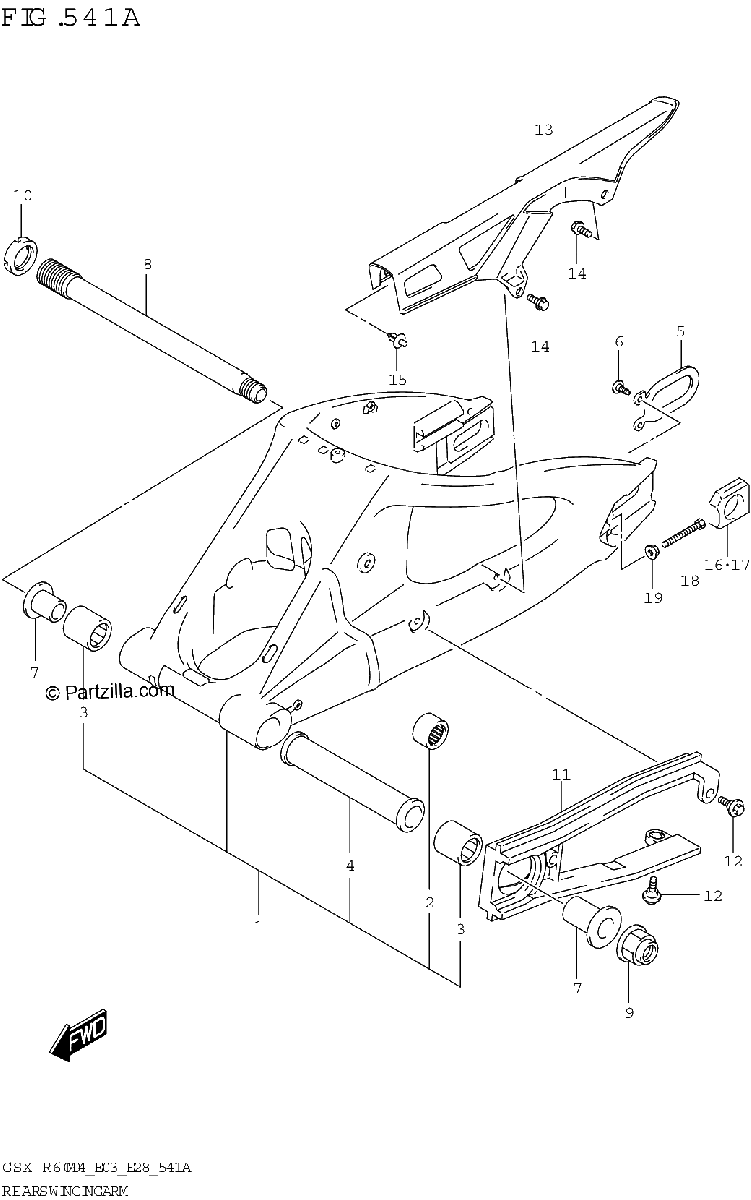 Diagrama de REAR SWINGINGARM