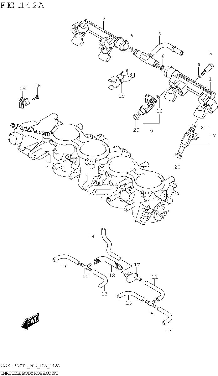 Diagrama de THROTTLE BODY HOSE JOINT E03 E28