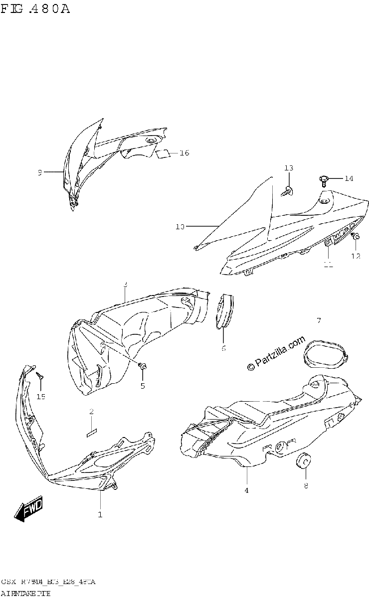 Diagrama de AIR INTAKE PIPE GSX R750
