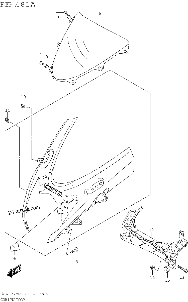 Diagrama de COWLING BODY GSX R750