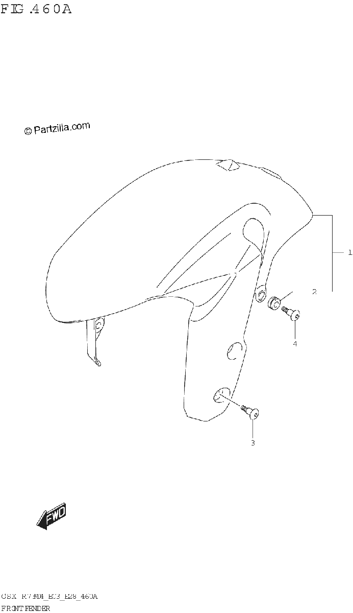 Diagrama de FRONT FENDER GSX R750
