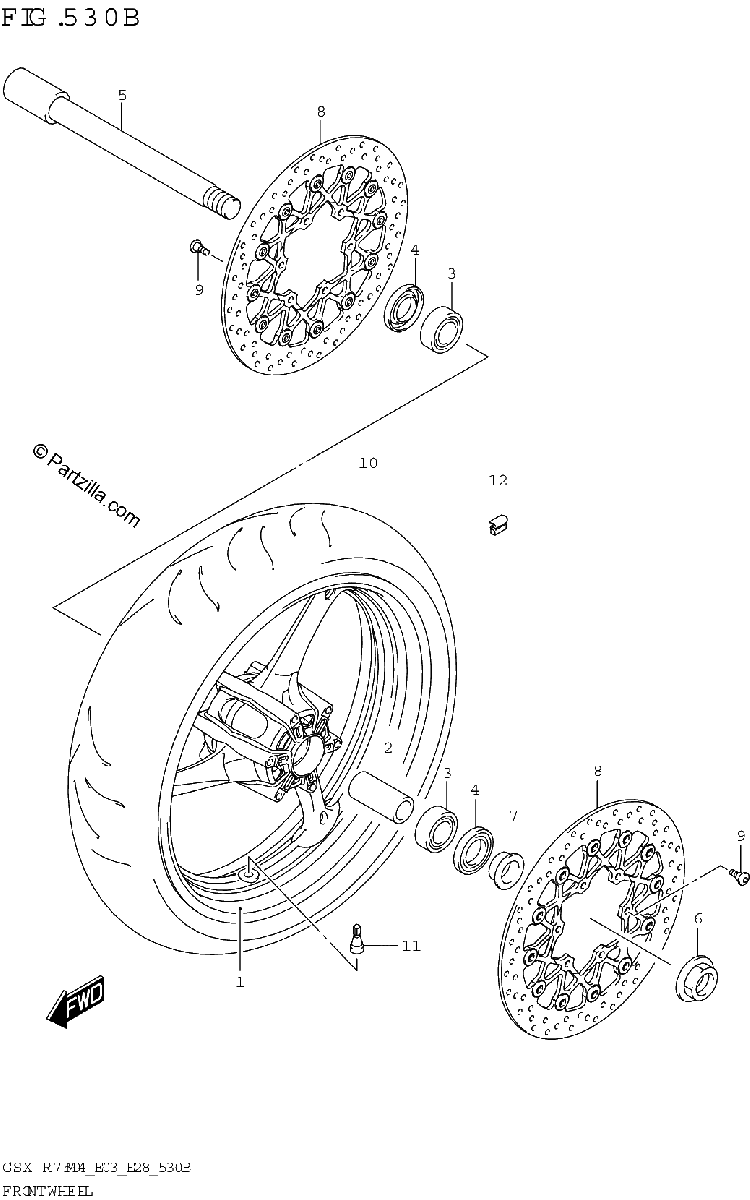 Diagrama de FRONT WHEEL GSX R750