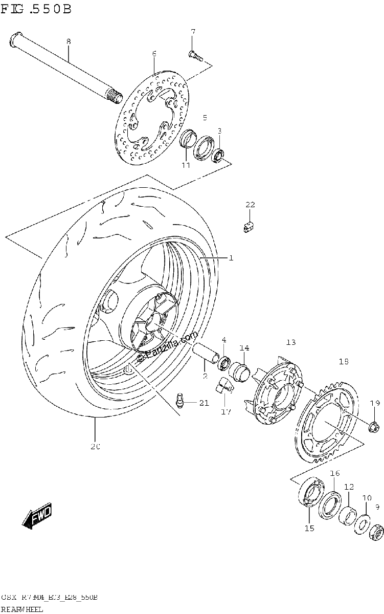 Diagrama de REAR WHEEL GSX R750