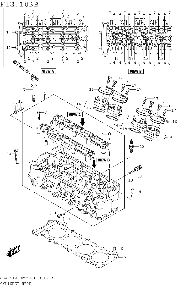 Diagrama de CYLINDER HEAD GSX S1000RQM4 E28