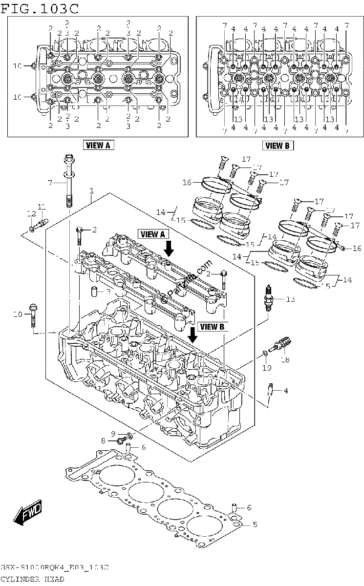 Diagrama de CYLINDER HEAD GSX S1000RQM4 E33