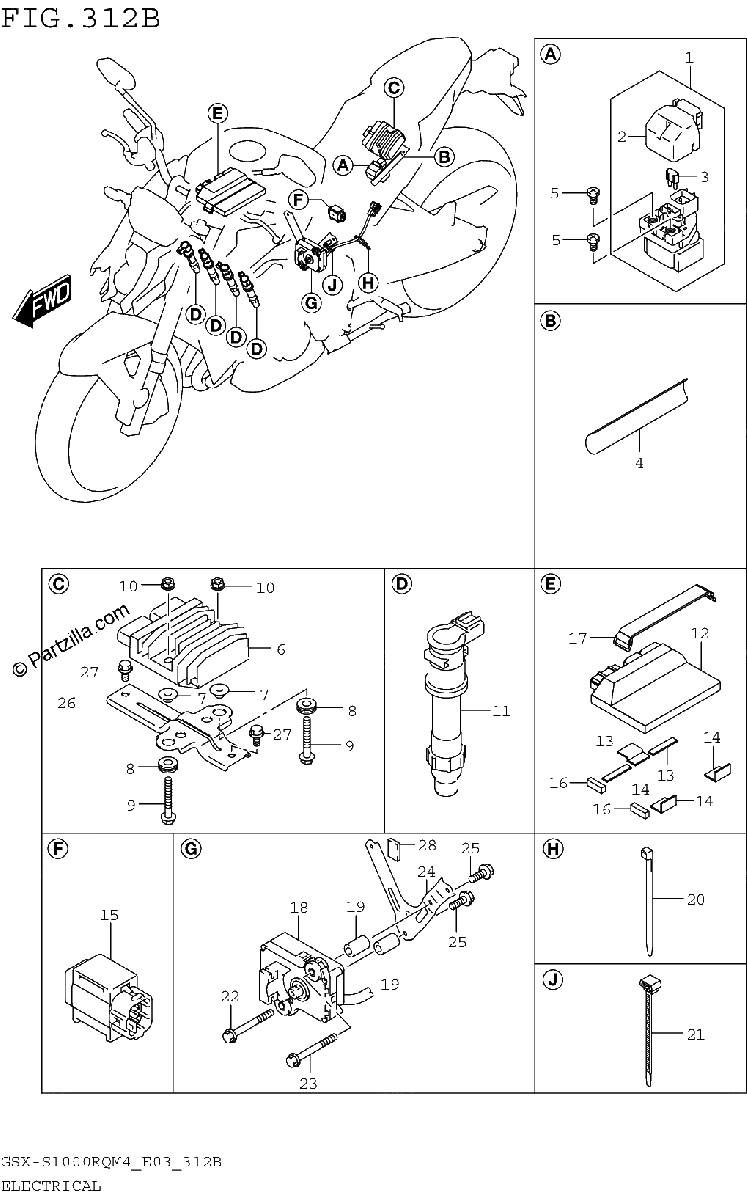 Diagrama de ELECTRICAL GSX S1000RQM4 E28