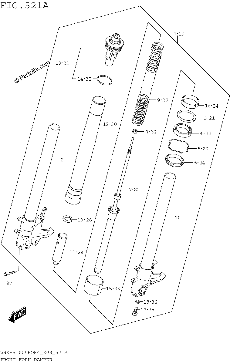Diagrama de FRONT FORK DAMPER