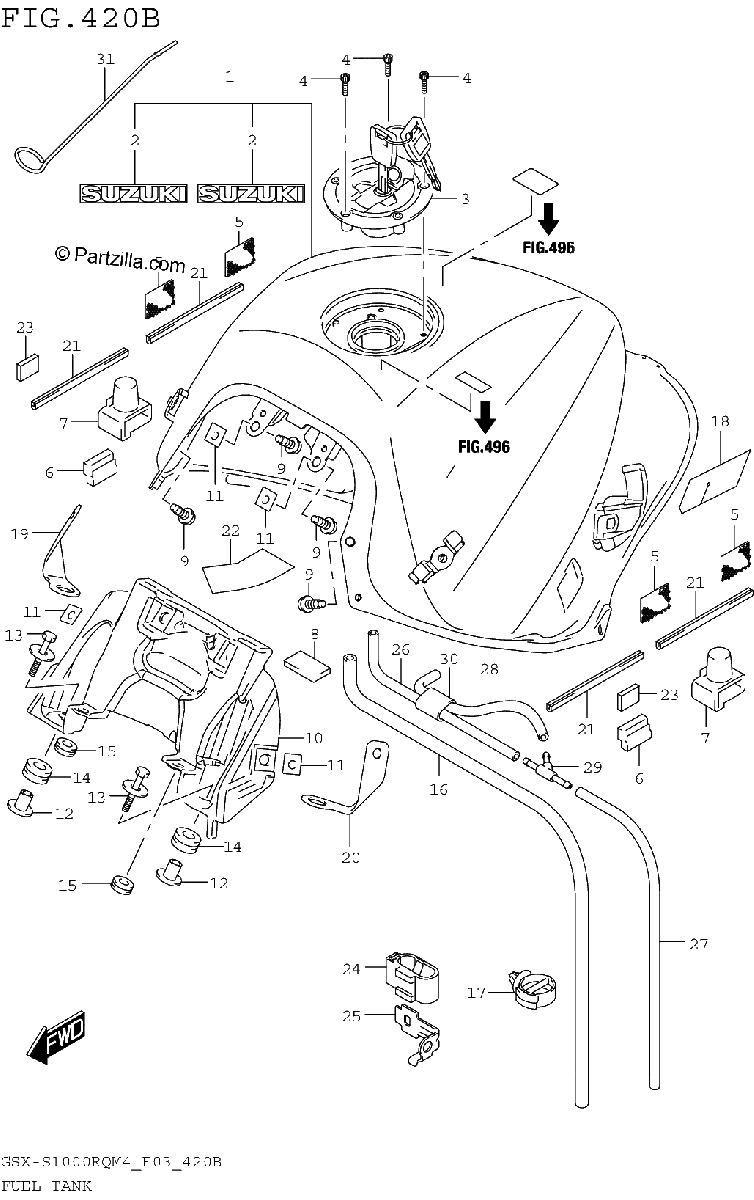 Diagrama de FUEL TANK GSX S1000RQM4 E28