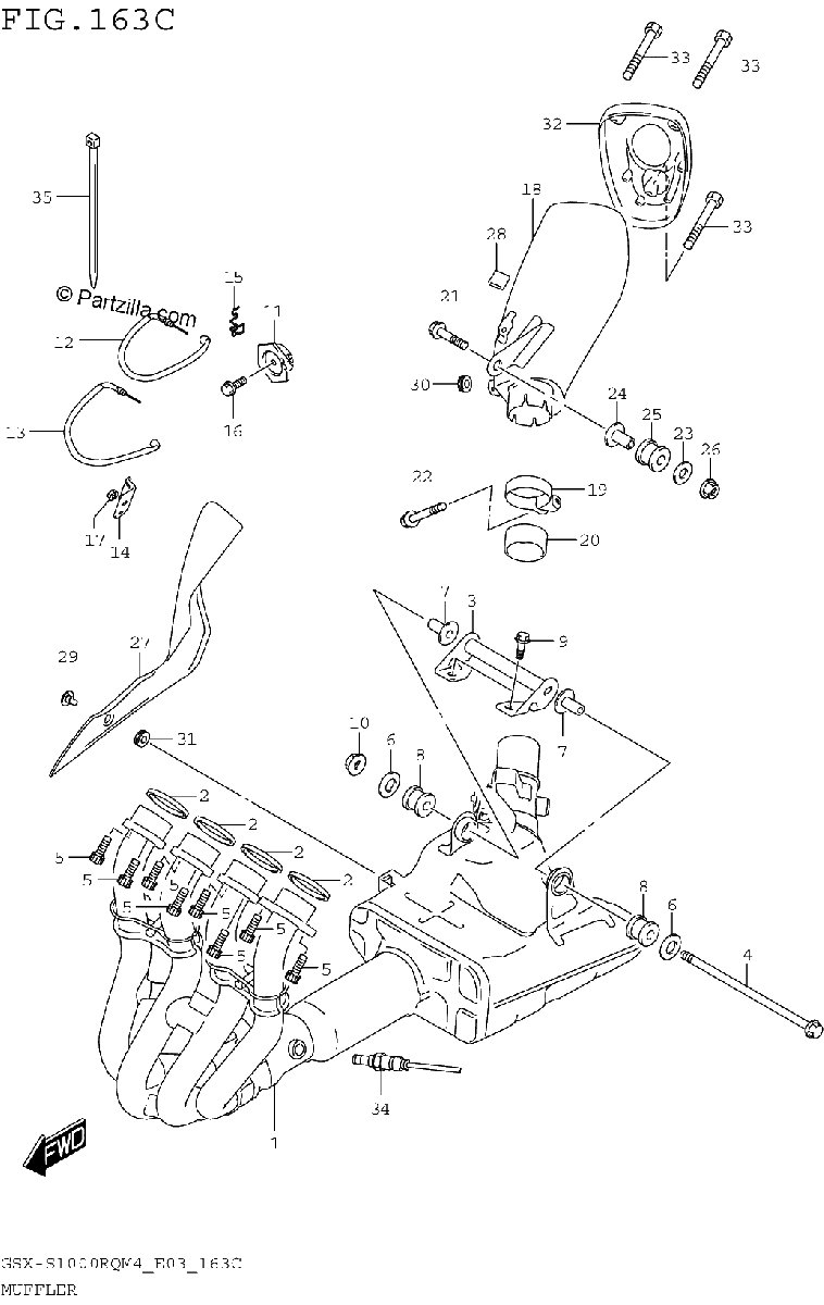 Diagrama de MUFFLER GSX S1000RQM4 E33