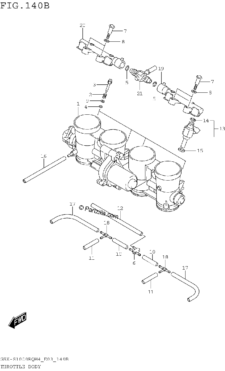 Diagrama de THROTTLE BODY GSX S1000RQM4 E28