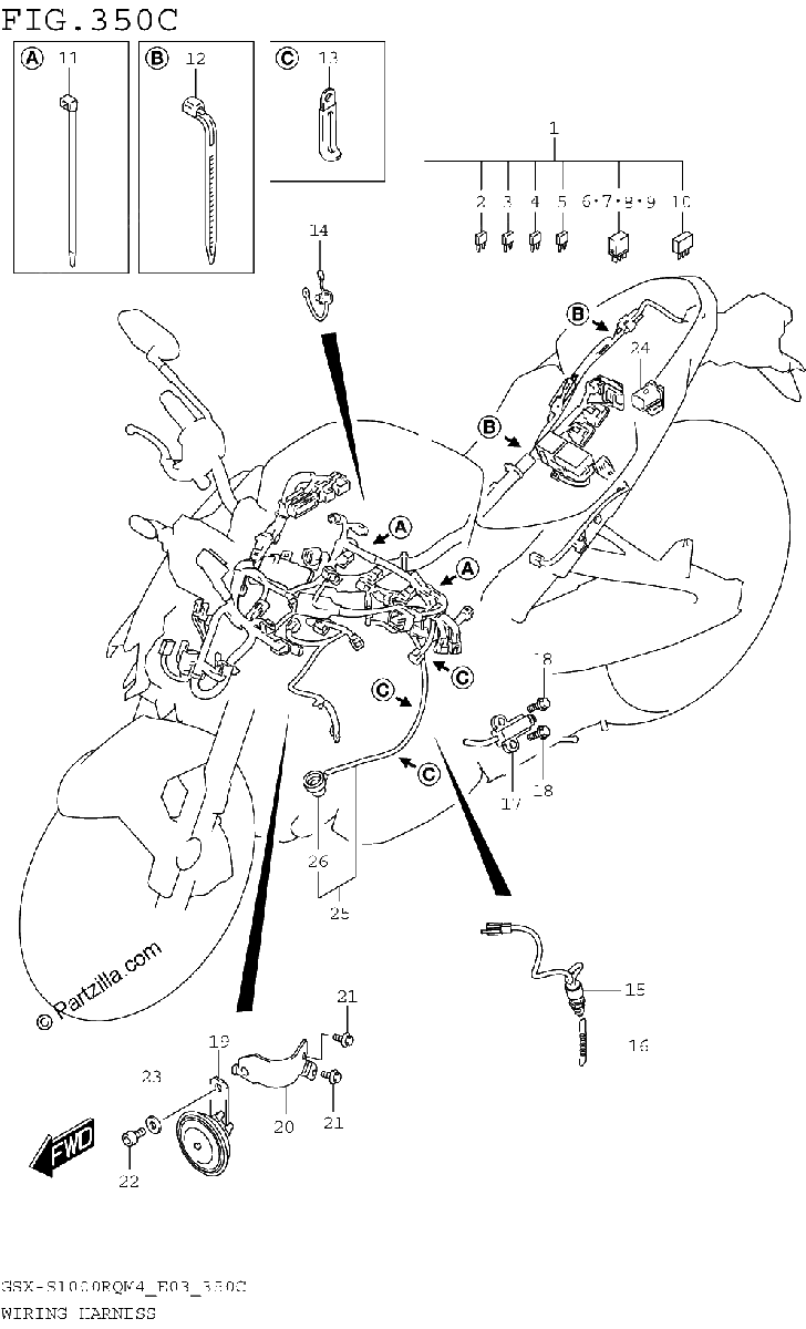 Diagrama de WIRING HARNESS GSX S1000RQM4 E33