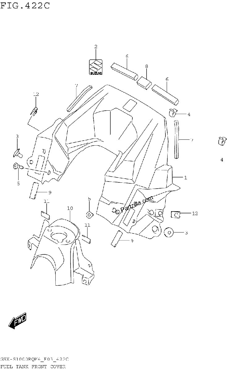 Diagrama de FUEL TANK FRONT COVER GSX S1000RQM4 E33