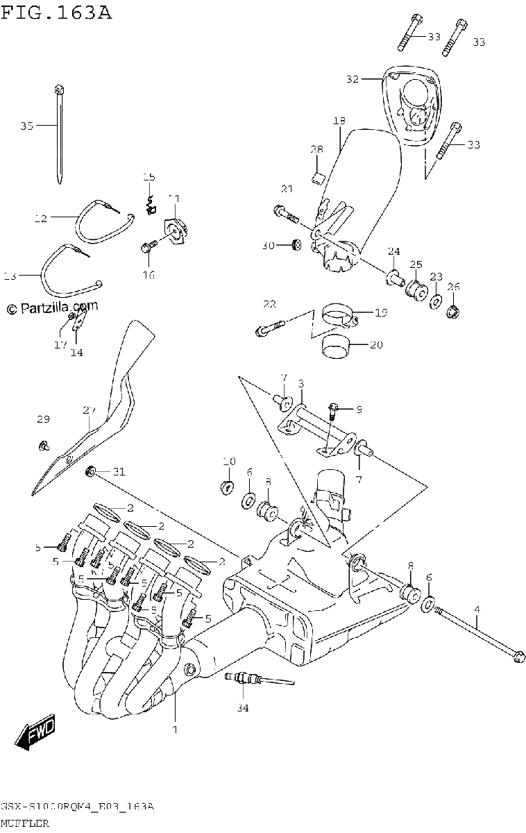 Diagrama de MUFFLER GSX S1000RQM4 E03