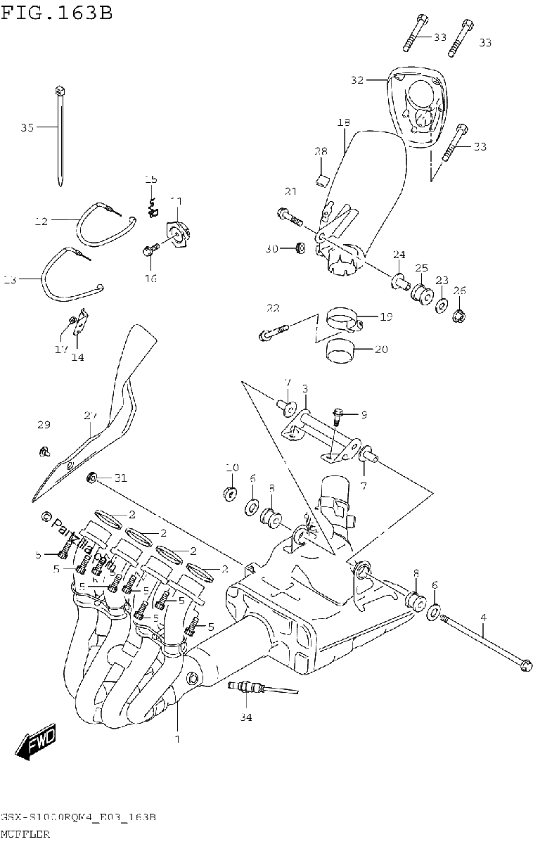 Diagrama de MUFFLER GSX S1000RQM4 E28