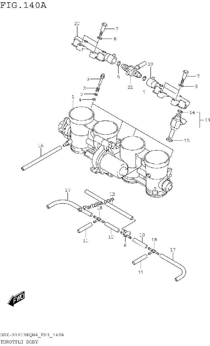 Diagrama de THROTTLE BODY GSX S1000RQM4 E03