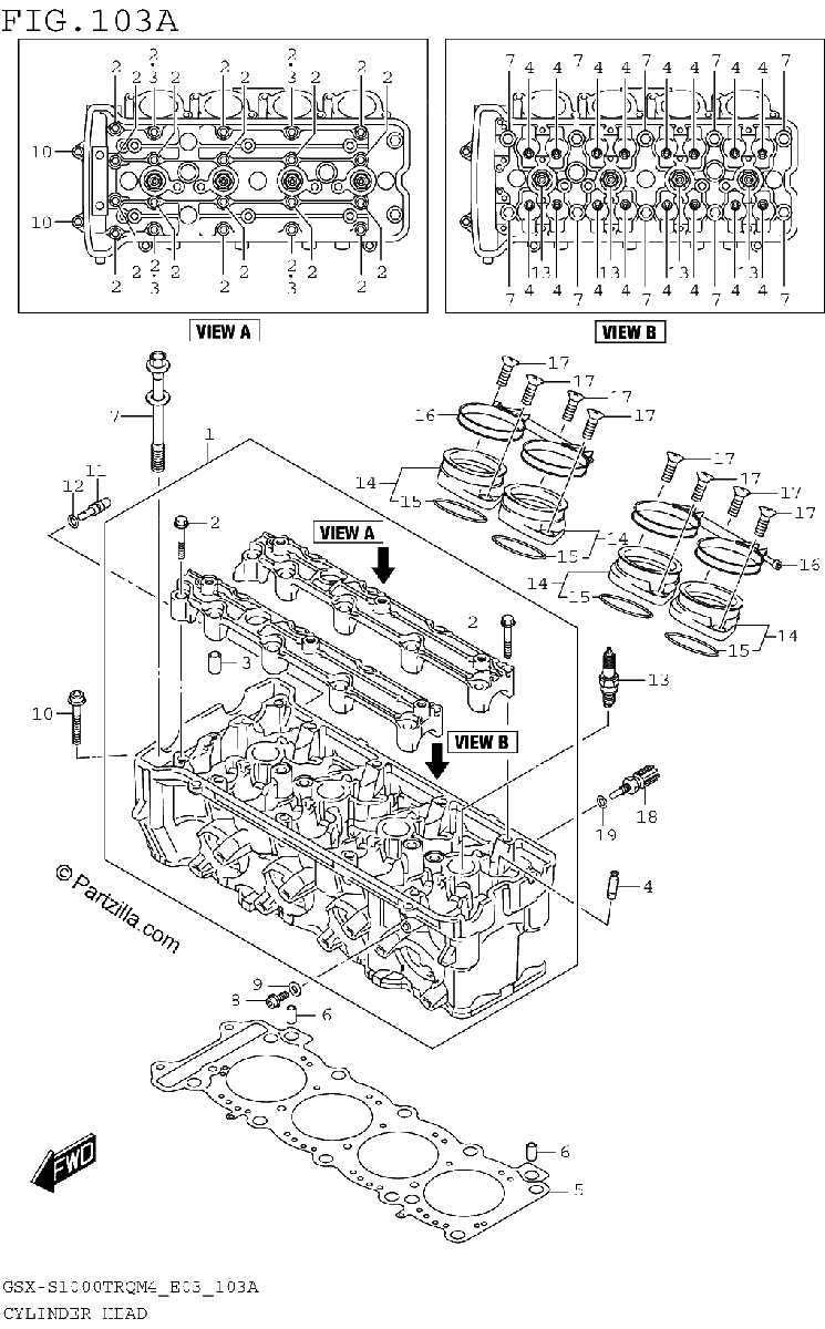 Diagrama de CYLINDER HEAD GSX S1000TRQM4 E03