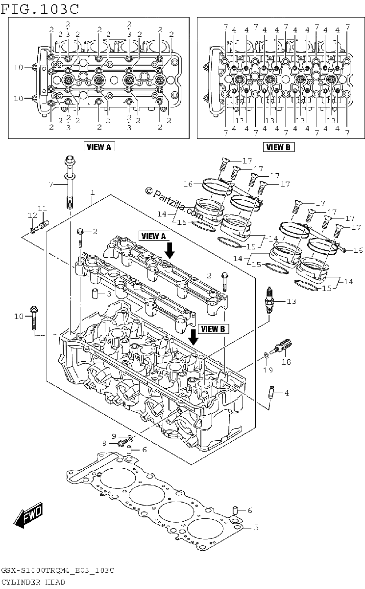 Diagrama de CYLINDER HEAD GSX S1000TRQM4 E33