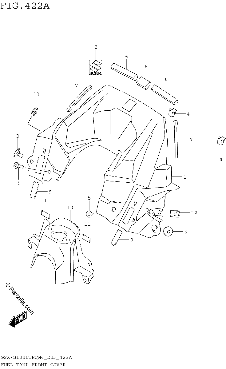 Diagrama de FUEL TANK FRONT COVER GSX S1000TRQM4 E03