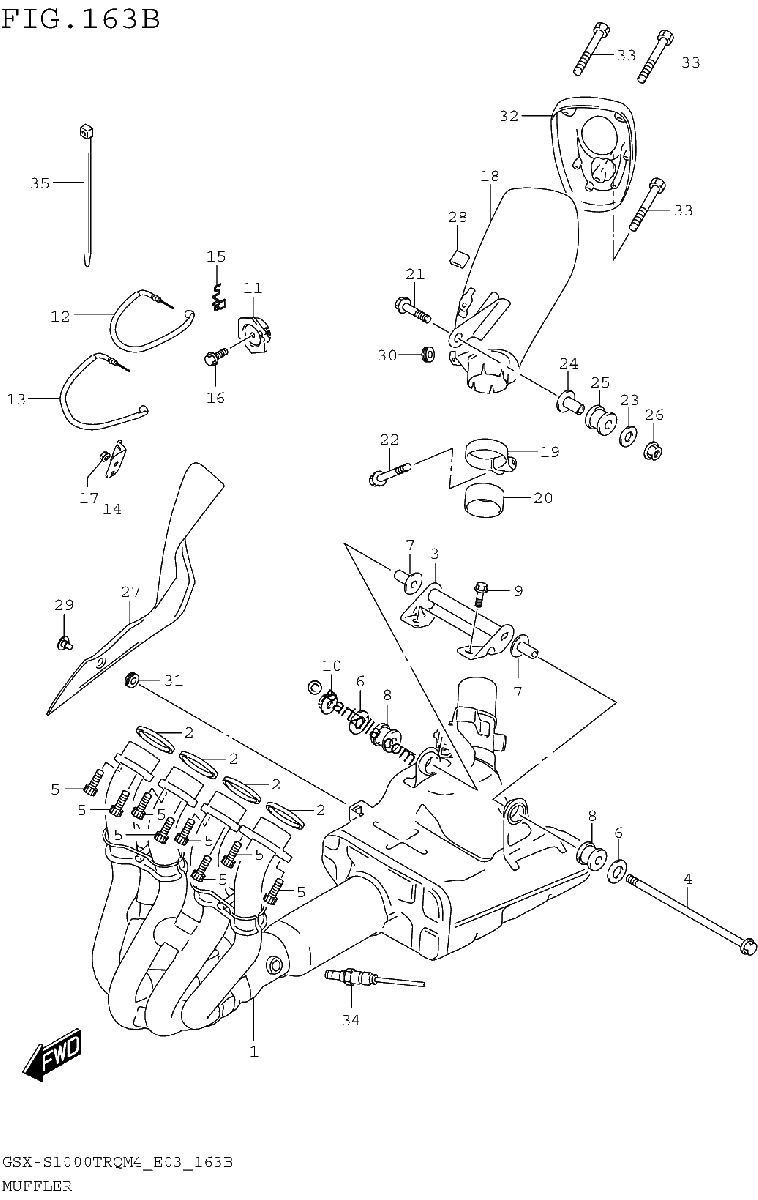 Diagrama de MUFFLER GSX S1000TRQM4 E28