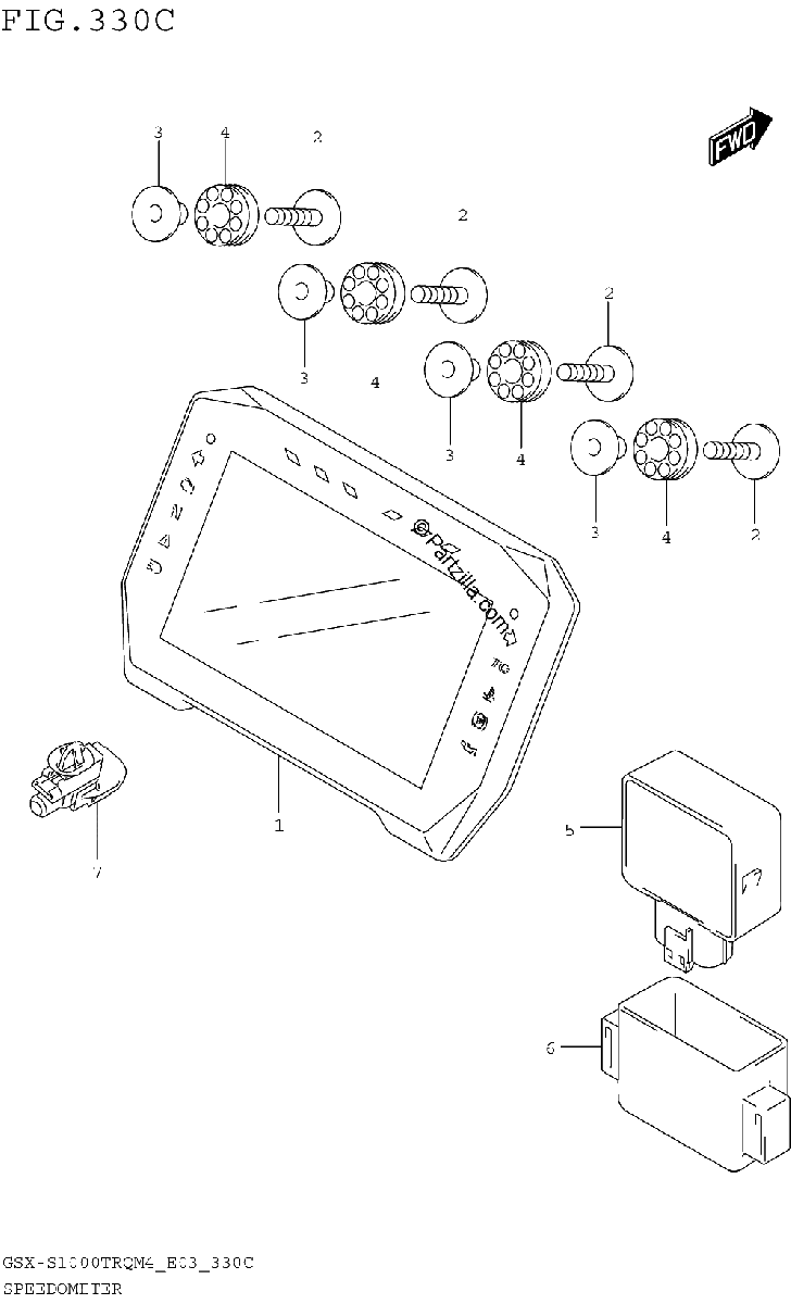 Diagrama de SPEEDOMETER GSX S1000TRQM4 E33