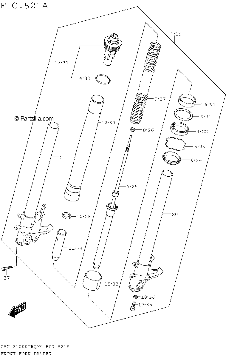 Diagrama de FRONT FORK DAMPER