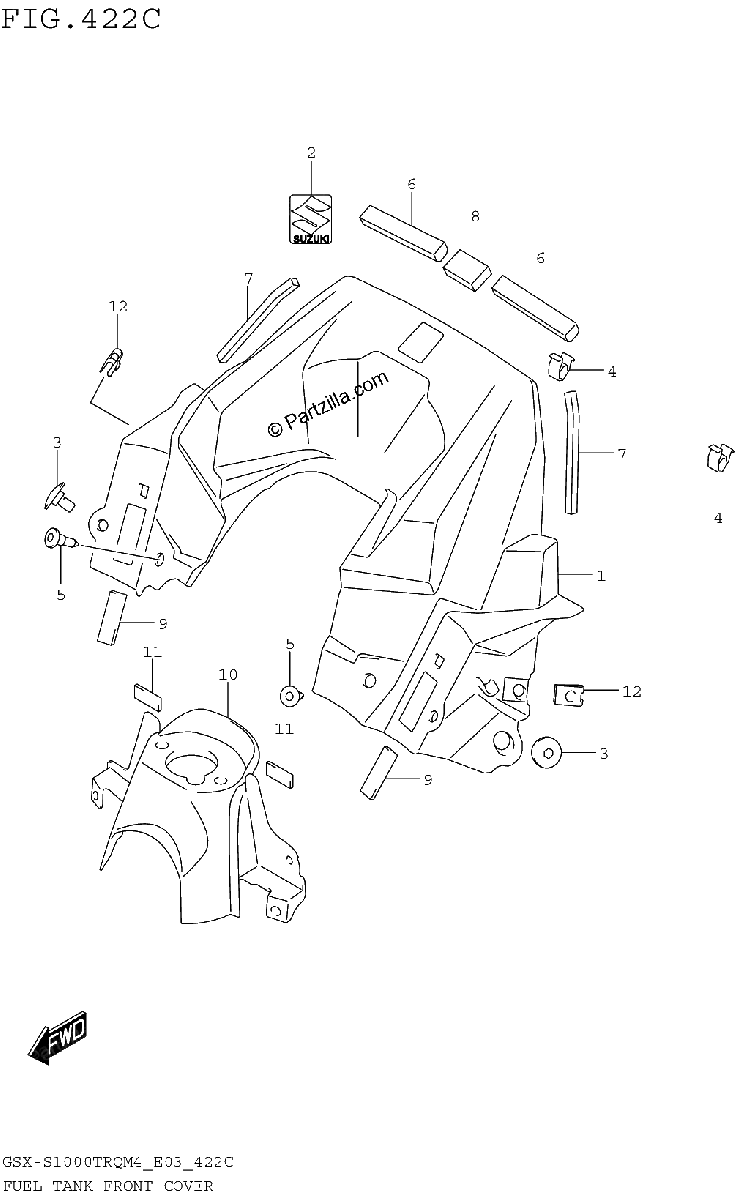Diagrama de FUEL TANK FRONT COVER GSX S1000TRQM4 E33