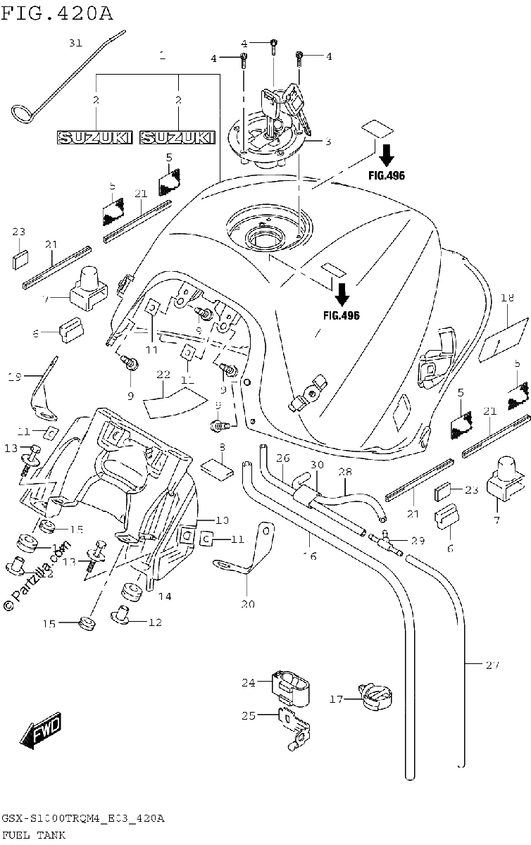 Diagrama de FUEL TANK GSX S1000TRQM4 E03