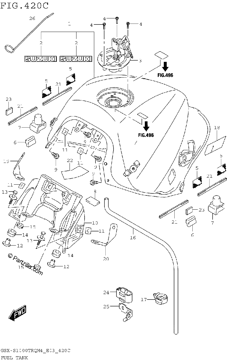 Diagrama de FUEL TANK GSX S1000TRQM4 E33