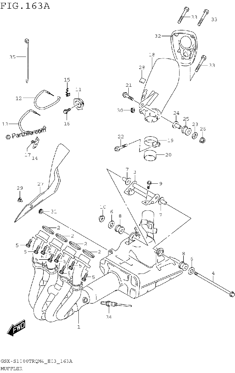 Diagrama de MUFFLER GSX S1000TRQM4 E03