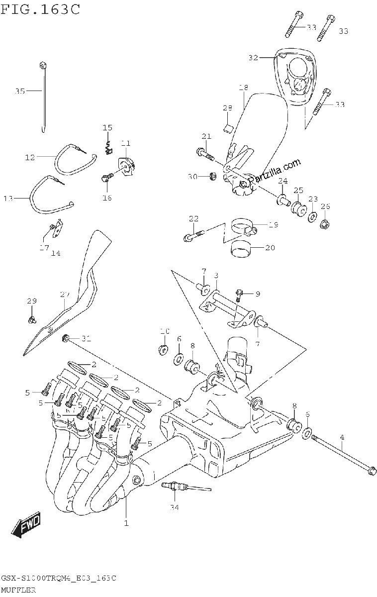 Diagrama de MUFFLER GSX S1000TRQM4 E33
