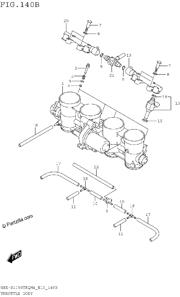 Diagrama de THROTTLE BODY GSX S1000TRQM4 E28