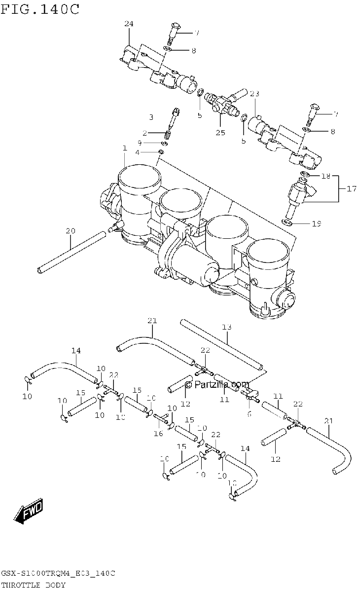 Diagrama de THROTTLE BODY GSX S1000TRQM4 E33