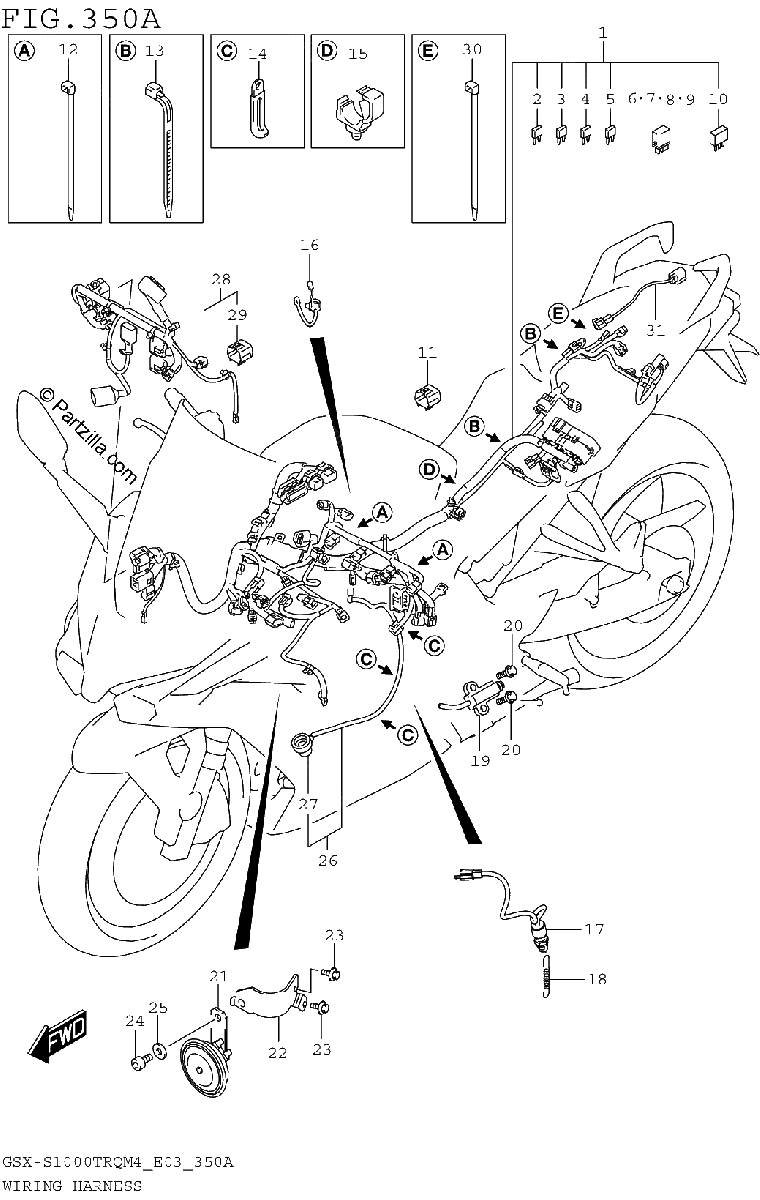 Diagrama de WIRING HARNESS GSX S1000TRQM4 E03