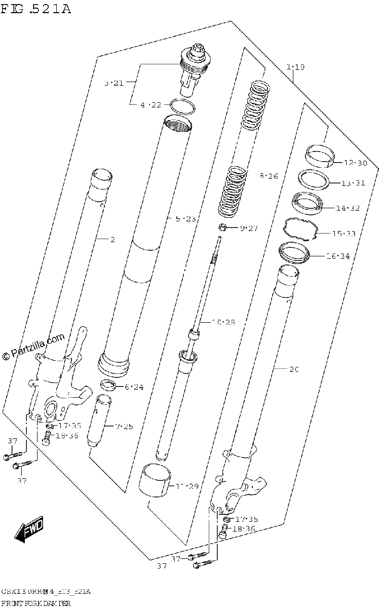 Diagrama de FRONT FORK DAMPER