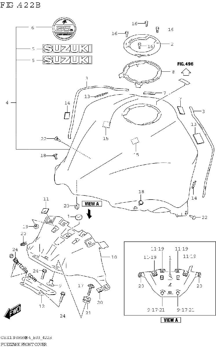 Diagrama de FUEL TANK FRONT COVER E03 E28