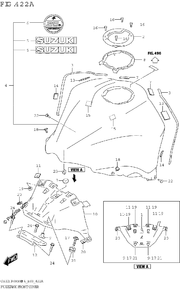 Diagrama de FUEL TANK FRONT COVER E33