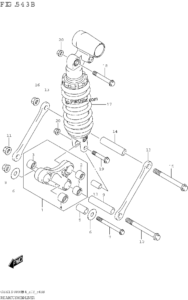 Diagrama de REAR CUSHION LEVER