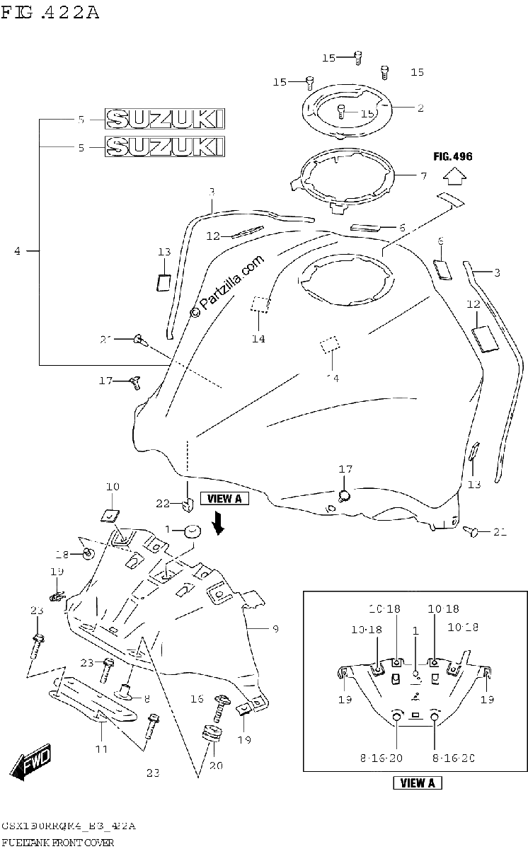 Diagrama de FUEL TANK FRONT COVER E33