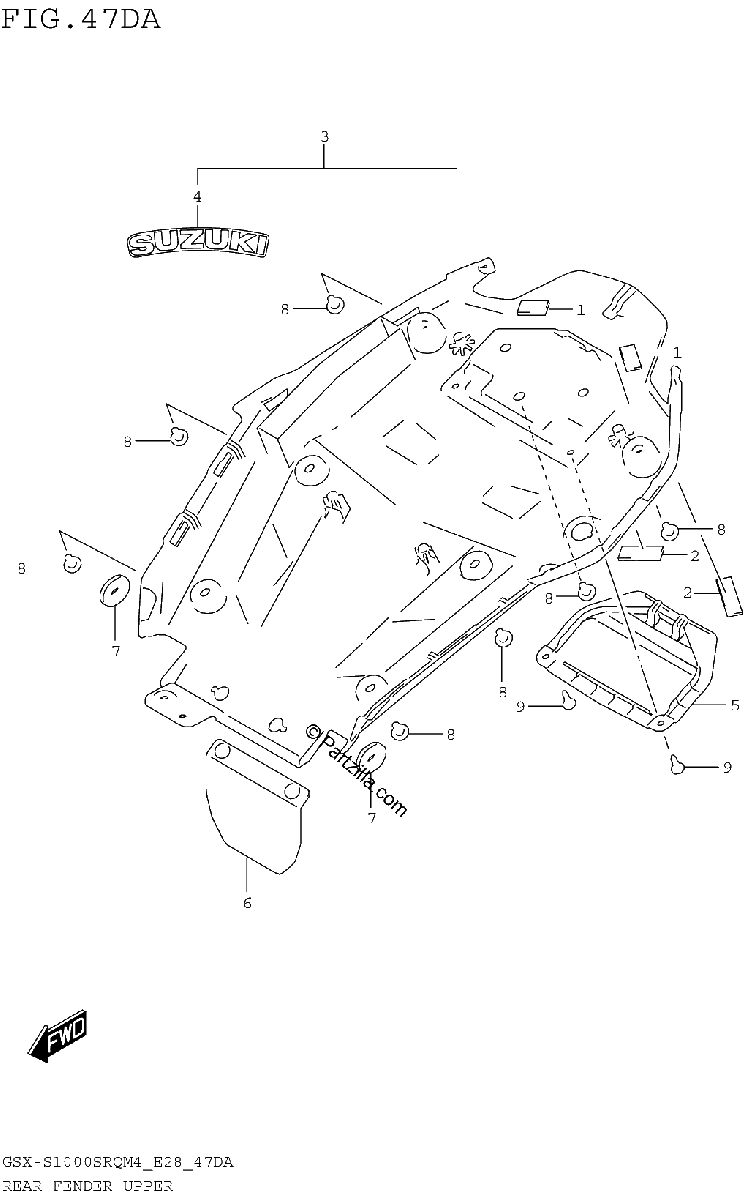 Diagrama de REAR FENDER UPPER