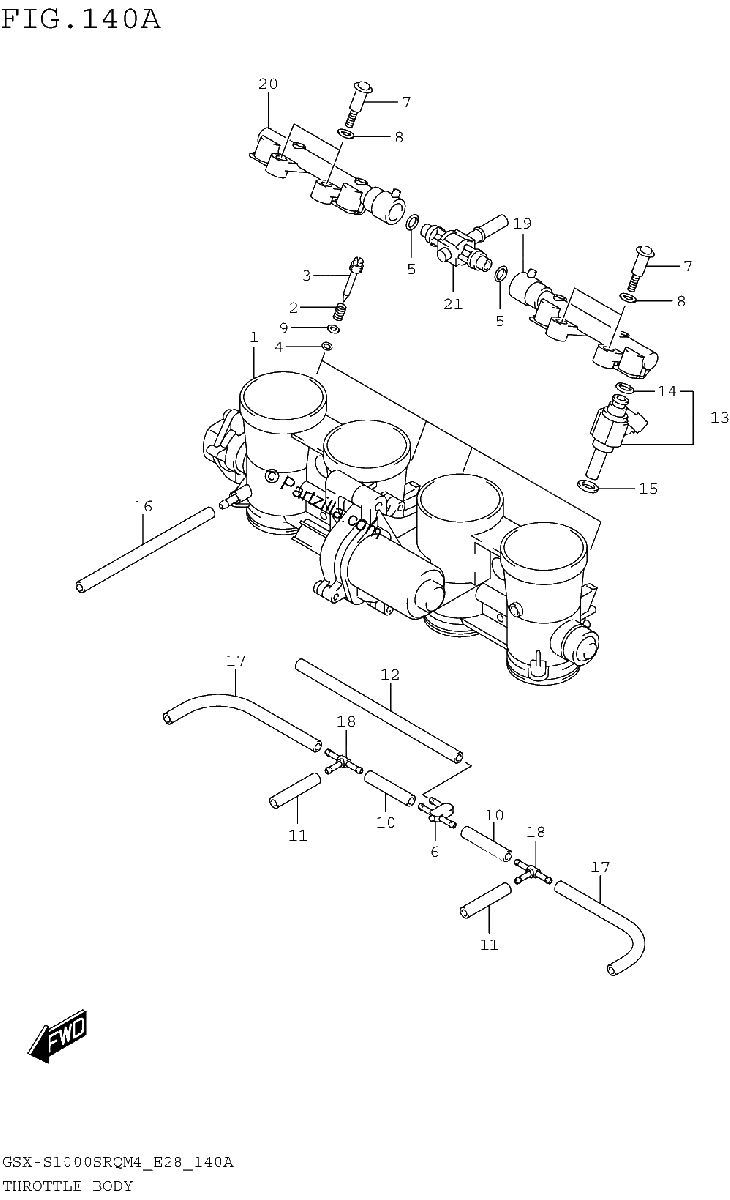 Diagrama de THROTTLE BODY GSX S1000SRQM4 E28