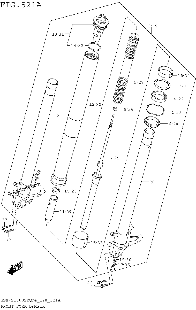 Diagrama de FRONT FORK DAMPER