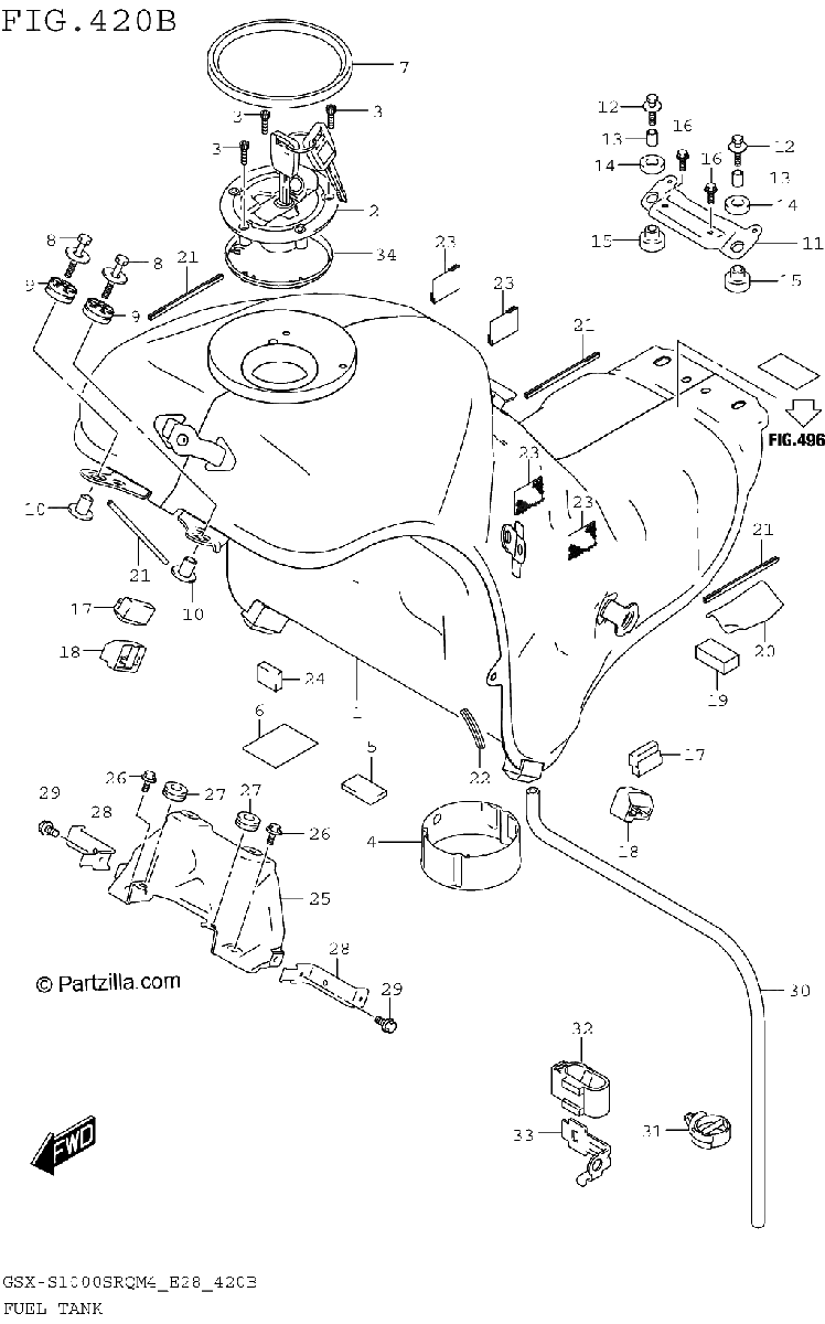 Diagrama de FUEL TANK GSX S1000SRQM4 E33