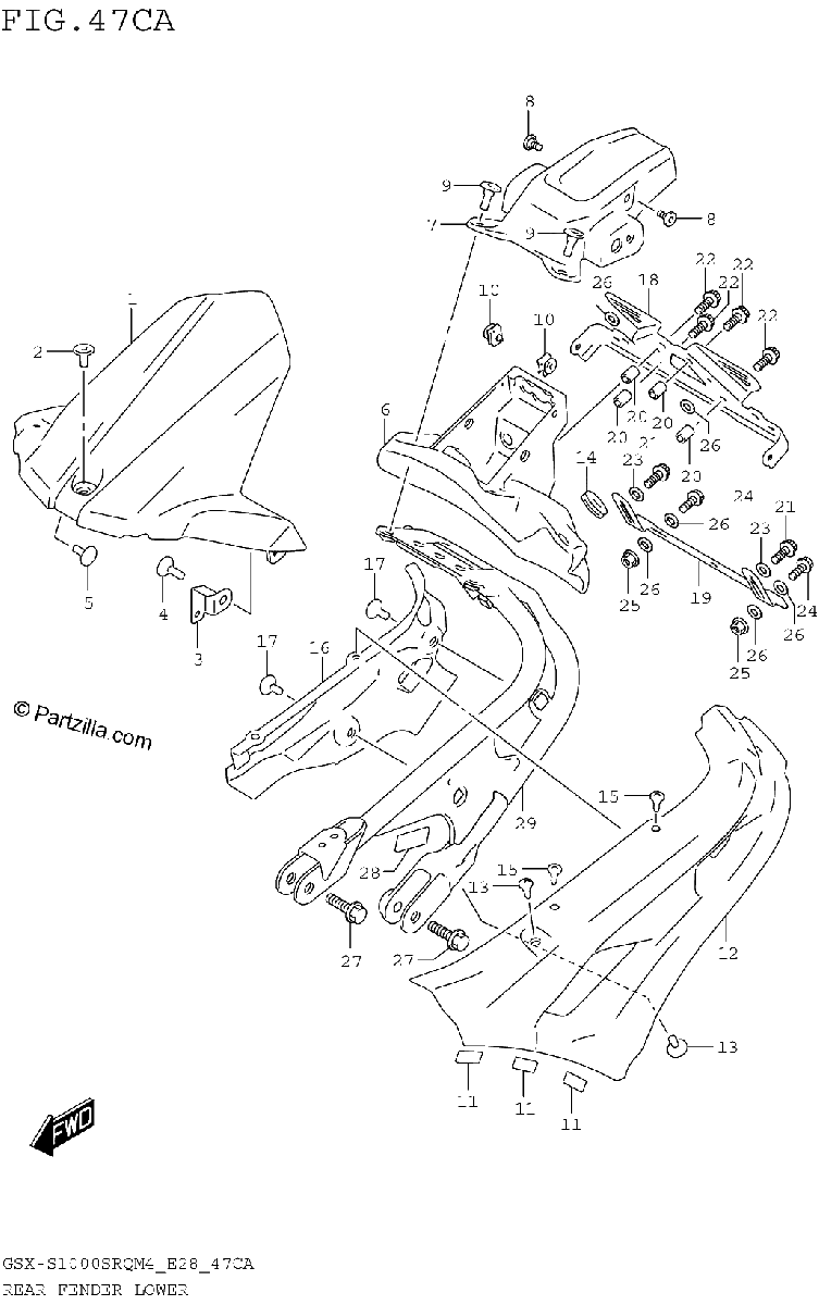 Diagrama de REAR FENDER LOWER